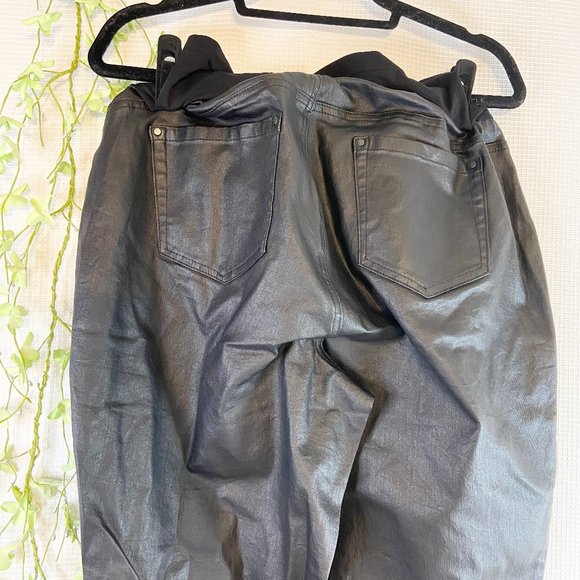 Motherhood Plus Size Indigo Blue Coated Skinny Leg Ankle Pant Black 1X - Picture 7 of 13